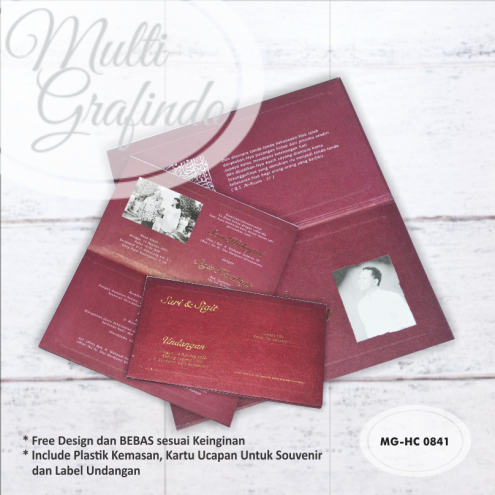 Cetak Undangan Hardcover full color 21,5x12,5 cm